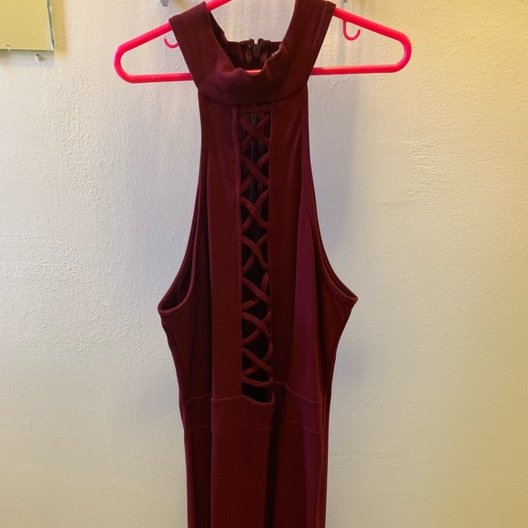 Burgundy Cutout Dress - Picture 2 of 3